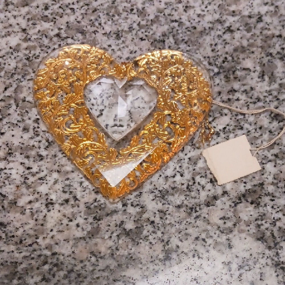 Gold Heart Ornament NWOT